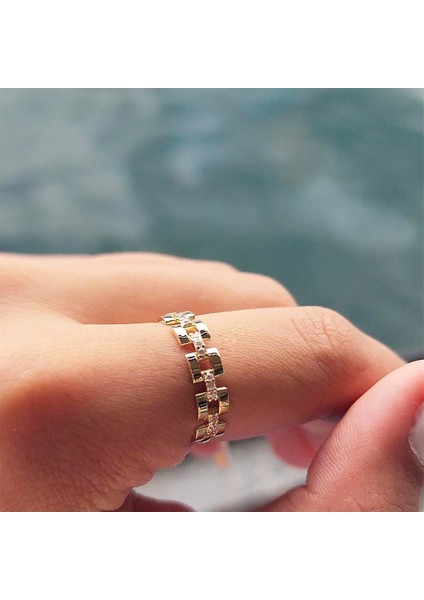 Gümüş Yüzük - Taşlı Kare Zincir 925 Ayar Gümüş Yüzük-Taşlı Minimal Gümüş Alyans-Hediye Gümüş Yüzük fiyatları