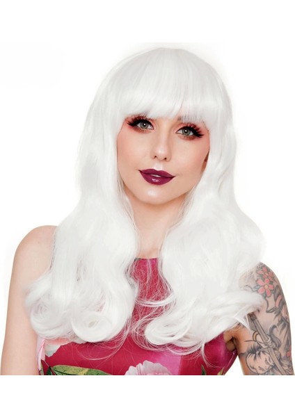 Beyaz Renk Kahküllü Dalgalı Uzun Parti Peruğu fiyatları