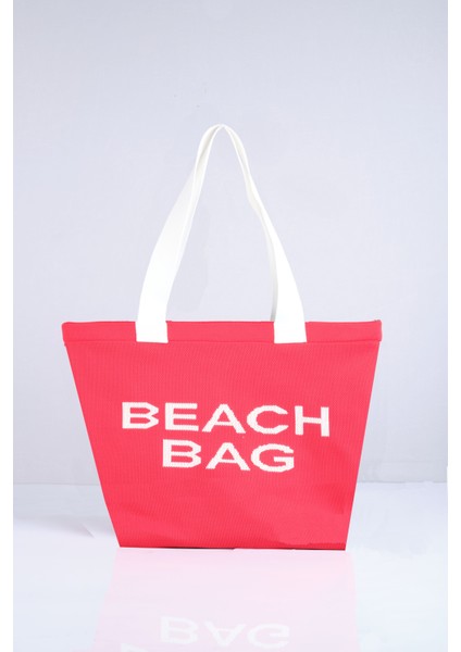 Beach Bag Yazılı Triko Plaj Çantası modelleri