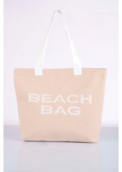 Beach Bag Yazılı Triko Plaj Çantası fiyatları