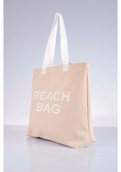 Beach Bag Yazılı Triko Plaj Çantası modelleri