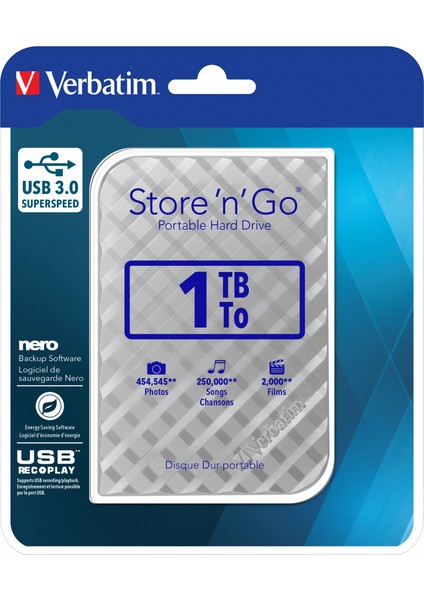 53197 1 TB Usb 3.0 Silver Portable Hard Disk