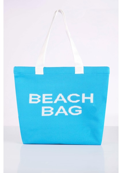 Beach Bag Yazılı Triko Plaj Çantası fiyatları
