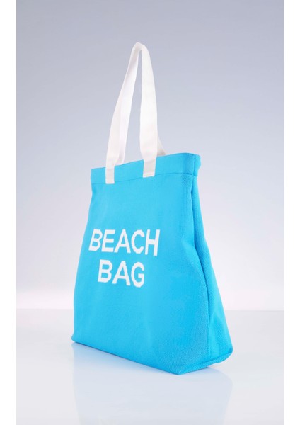 Beach Bag Yazılı Triko Plaj Çantası modelleri