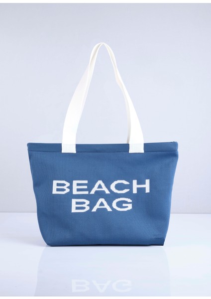Beach Bag Yazılı Triko Plaj Çantası modelleri