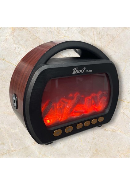 FP-535 Şömine Efektli Retro Ahşap Görünümlü USB Tf Girişli Am/fm/sw1-2 Nostaljik Radyolu Bluetooth Hoparlör modelleri
