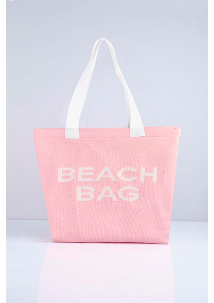Beach Bag Yazılı Triko Plaj Çantası modelleri