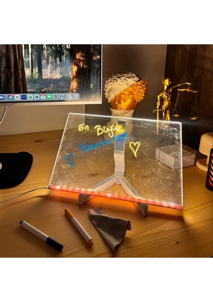 Sunup SN-27126 Dekoratif LED Aydınlatmalı Şeffaf Işıltılı Yazı - Çizim Panosu Tableti - 7 Renk Kalemli Set modelleri