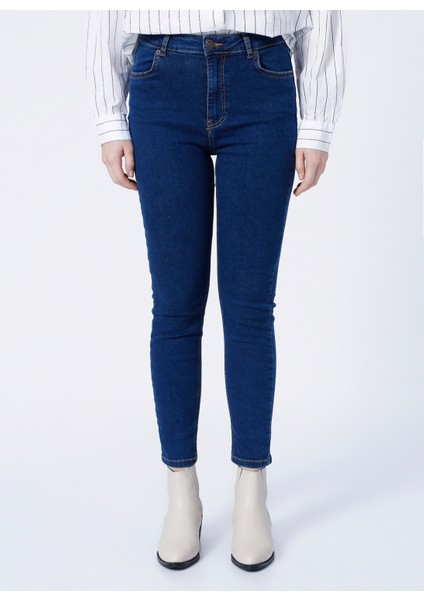 K-SKY Yüksek Bel Skinny Fit İndigo Kadın Denim Pantolon fiyatları