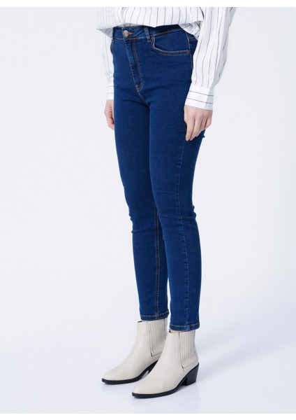 K-SKY Yüksek Bel Skinny Fit İndigo Kadın Denim Pantolon modelleri