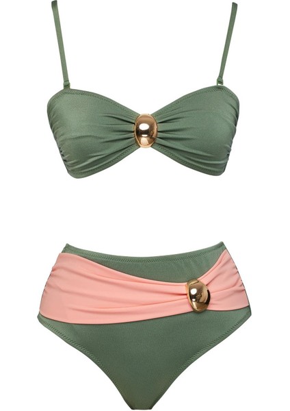 Straplez Özel Tasarım Aksesuarlı Bikini Takım