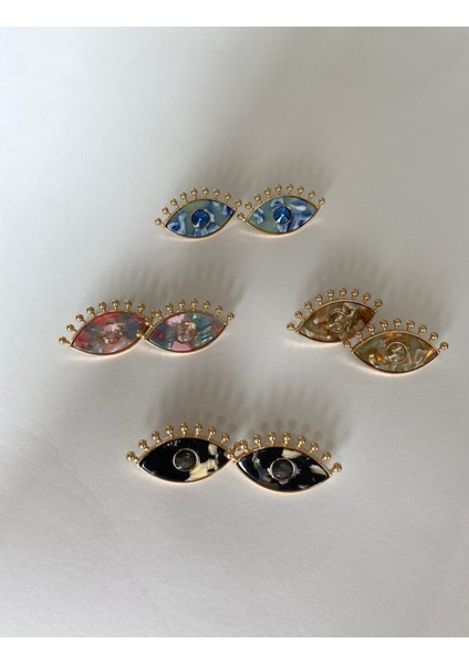 Mermer Desen Kirpikli Göz Mavi Küpe indirimleri