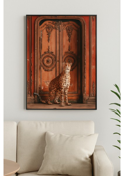 Zamanın Nöbetçisi Modern Tekli Tablosu - Gerçek Cama Baskı Siyah Alüminyum Metal Çerçeveli