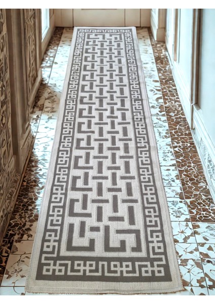 Pamuklu Bukle Lüks Kilim, Yolluk (80X300)-LUMA Kreme Kahve