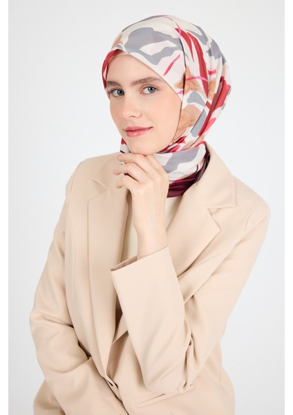Bordo Yaprak Desen Eşarp 3004