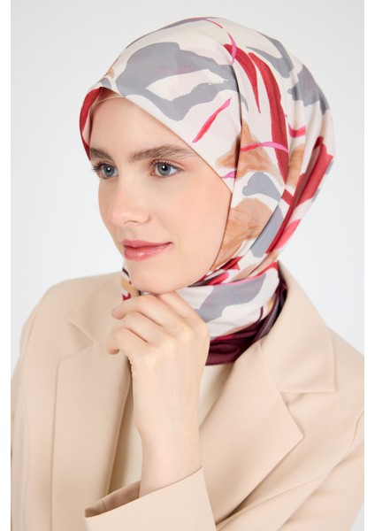 Bordo Yaprak Desen Eşarp 3004 modelleri