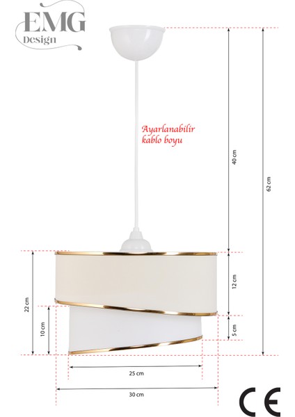 Kumaş Galaksi Modern Pasta Tekli ve 2 Li Gold Abajur Seti
