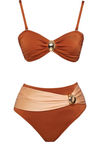 Straplez Özel Tasarım Aksesuarlı Bikini Takım