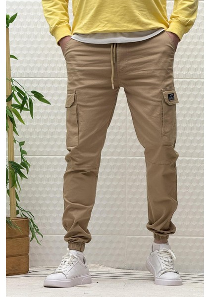 Erkek Beli Lastikli Likralı Kargo Cepli Gabardin Pantalon fırsatları