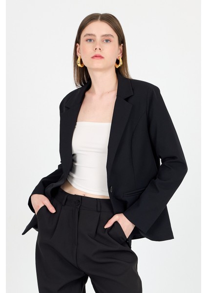 Siyah Tek Düğmeli Klasik Kesim Blazer Ceket 4612A fiyatları