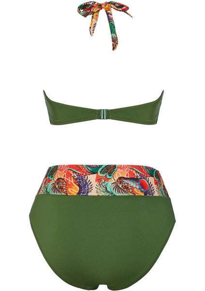 Yüksek Bel Desenli Üçgen Bikini Takım fiyatları