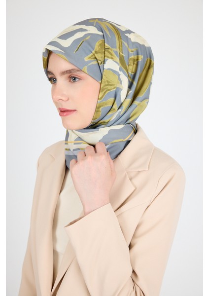 Gri Yaprak Desen Eşarp 3004 modelleri