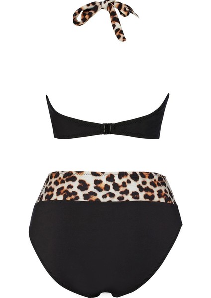 Kadın Yüksek Bel Üçgen Bikini Takım Leopar Deseniyle Plajda Fark Yaratır fiyatları