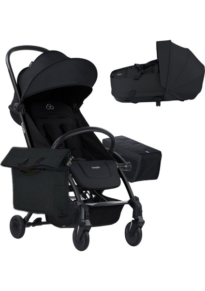 Connect 3 Black-Black Bebek Arabası / Yan Düzenleyici / Black-Black Yan Bakım Çantası / Black Portbebe