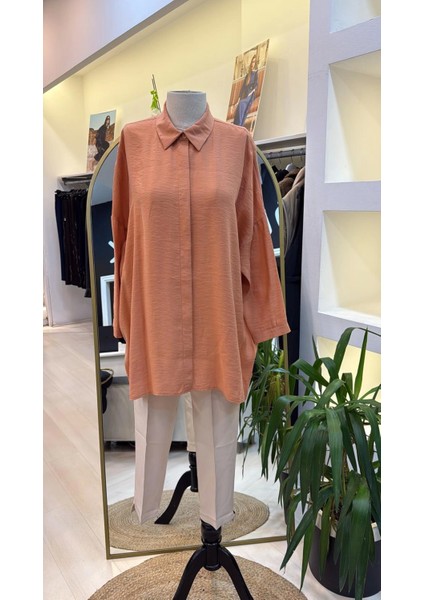 3001 Oversize Basic Gömlek - Oranj