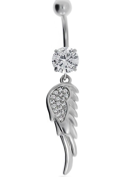 Kadın Melek Kanadı Taşlı Çelik Piercing