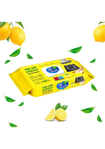 Akfresh Yağ Kir Çözücü Islak Havlu | Fırın, Ocak, Davlumbaz Temizleyici | 85 Yaprak