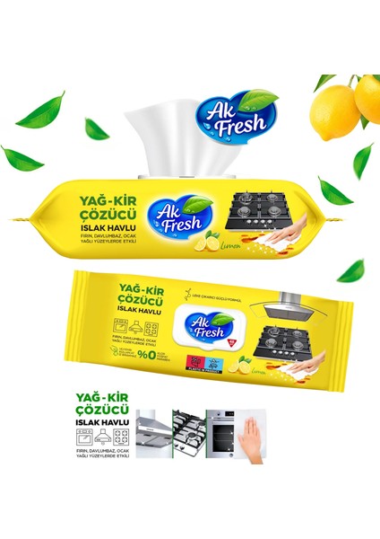 Akfresh Yağ Kir Çözücü Islak Havlu | Fırın, Ocak, Davlumbaz Temizleyici | 85 Yaprak fiyatları