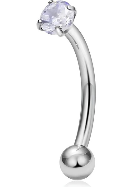 F136 Titanyum Zirkon Taşlı Kaş Piercing - Titanyum Kaş Piercingi