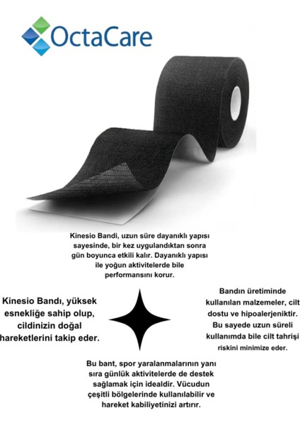 Sporcu Bandı 5 Metre x 5 cm Kinezyo Tape Beauty Yüz Bölgesi Için Cotton Kinesyo (5 Adet) fiyatları