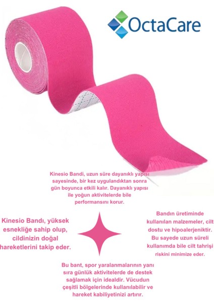 Sporcu Bandı 5 Metre x 5 cm Kinezyo Tape Beauty Yüz Bölgesi Için Cotton Kinesyo (5 Adet) modelleri