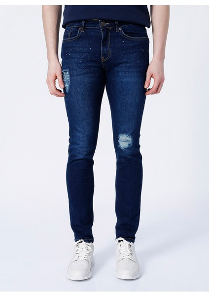 E-Ethan Normal Bel Slim Fit Düz İndigo Erkek Denim Pantolon fiyatları