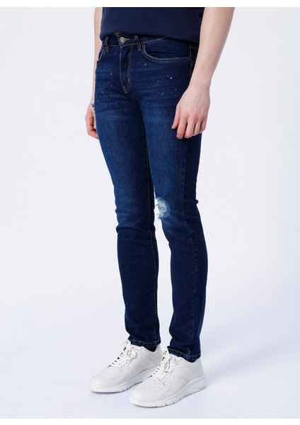 E-Ethan Normal Bel Slim Fit Düz İndigo Erkek Denim Pantolon modelleri