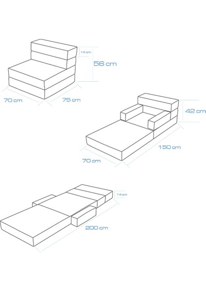 Melisa Tek Kişilik Katlanır Yatak Katlanır Koltuk