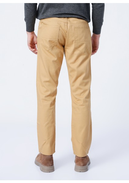 4A0121200062 Normal Bel Regular Fit Armürlü Deve Tüyü Erkek Pantolon fırsatları