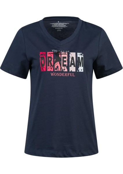 Alone Baskılı V Yaka Kadın T-Shirt 404