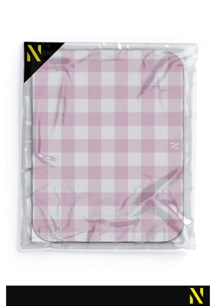 Pembe Ekose Pötikare Desenli Ergonomik Mouse Pad - 23 x 19 cm - Kaymaz Taban Ev ve Ofis Kullanımı Fare Altlığı Mousepad