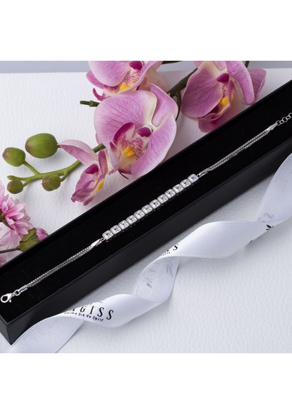 Kare Zirkon Taşlı Yarım Tur Model 925 Ayar Gümüş Kadın Bileklik modelleri