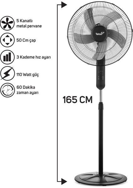 Pazaraza Teba Uzaktan Kumandalı 18 Inch Dokunmatik Ayaklı Vantilatör Mini Fan Hediyeli