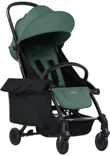 Connect 3 Black-Olive Bebek Arabası / Yan Düzenleyici / Black-Black Yan Bakım Çantası / Grey Melange Portbebe fırsatları