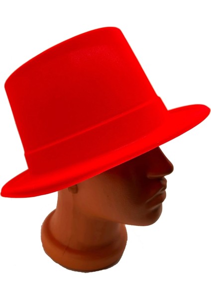 Kırmızı Renk Plastik Nubuk Kadife Flok Kaplama Fötr Şapka 11 cm fiyatları