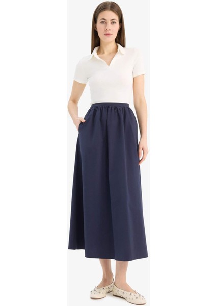 A Kesim Normal Bel Yarım Astar Poplin Midi Etek E8700AX25SP fırsatları