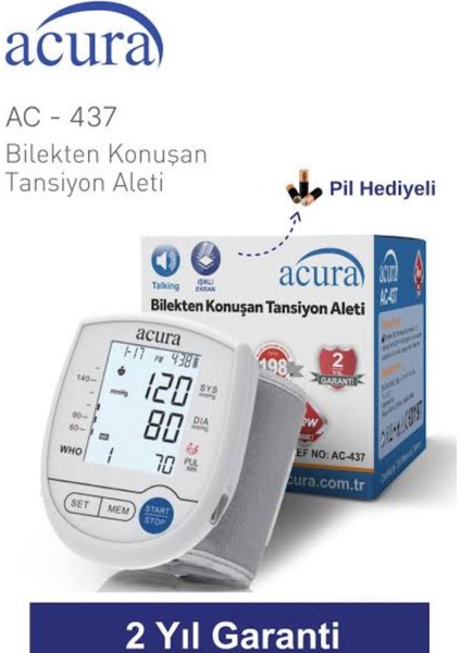 Ac-437s Bilekten Konuşan Tansiyon Aleti Acura 437 Bilekten Ölçen Tansiyon