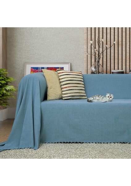 Kaymaz Koltuk Örtüsü Çift Taraflı Mikrofiber Şönil 175x300 cm Petrol – Kedi Köpek ve Çocuk Dostu