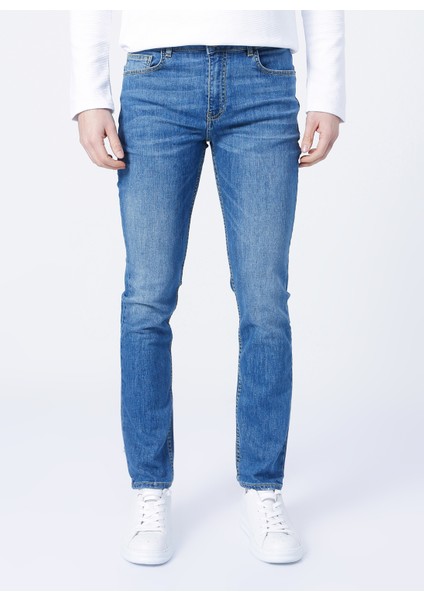 Düşük Bel Slim Fit Düz Mavi Erkek Denim Pantolon - 5159 fiyatları