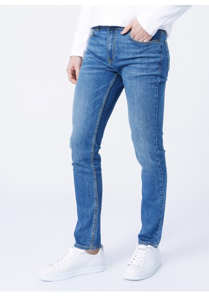 Düşük Bel Slim Fit Düz Mavi Erkek Denim Pantolon - 5159 modelleri